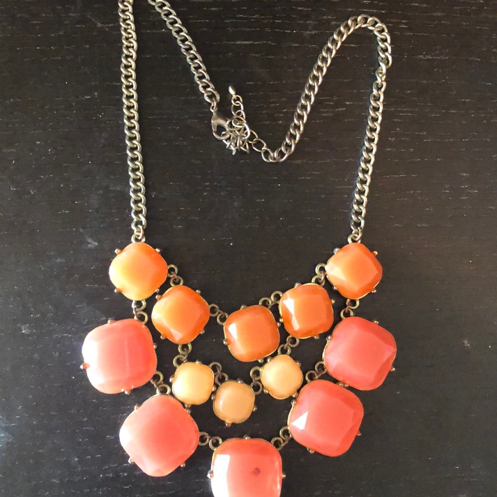 Cute gold necklace with orange stones